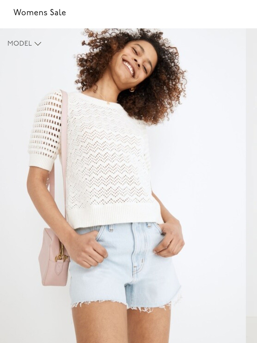 Madewell Ivory Open-Weave Short Sleeve Sweater